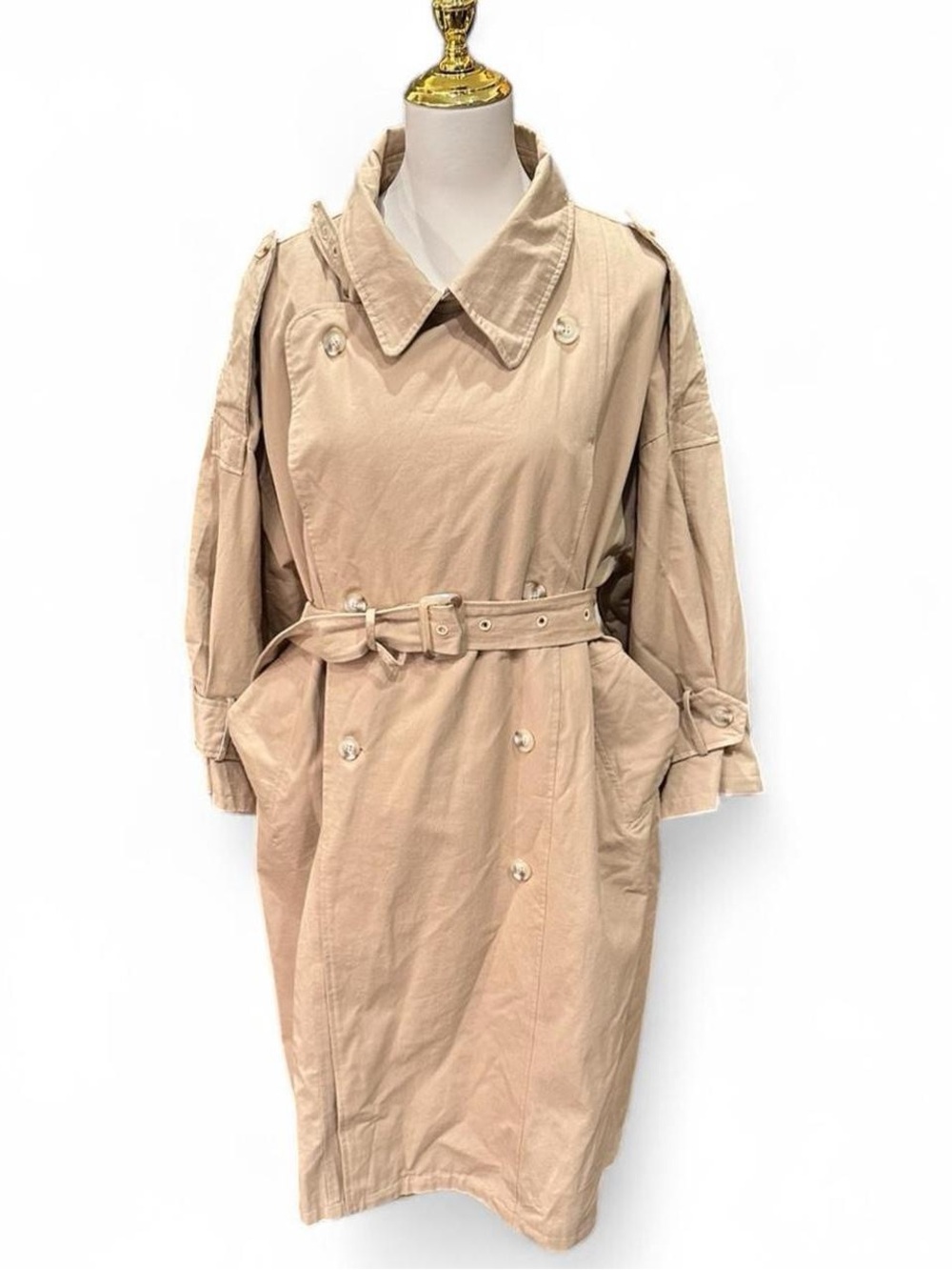 Nasty Gal Light Beige Double-Breasted Trench Coat